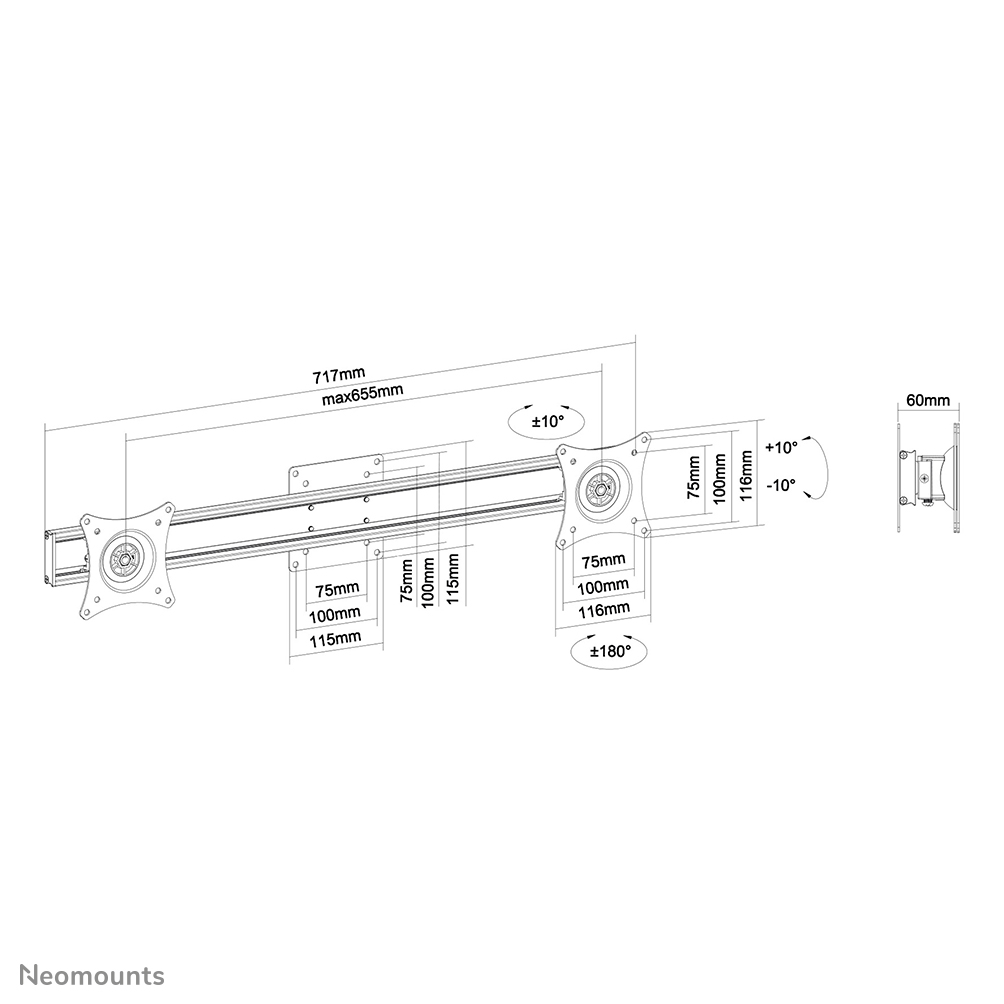 Neomounts by Newstar dual crossbar